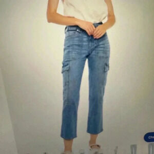 Cargo Denim Women’s High Rise Slim Straight Leg Jean by KanCan Size 7/27